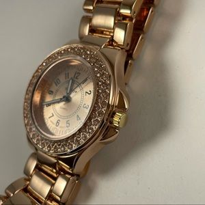 Rose Gold & Crystal Watch